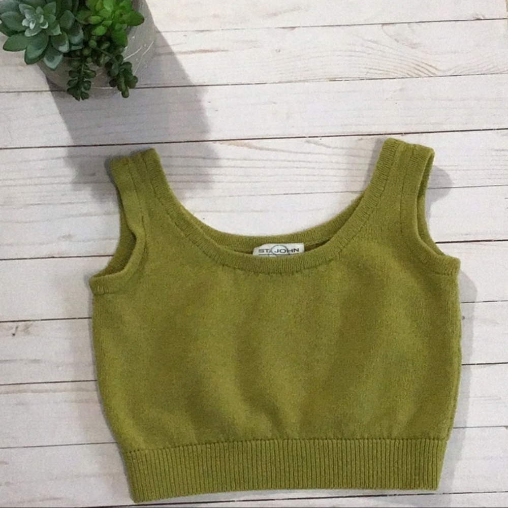 St. John Sport Wool Blend Chartreuse Cropped Top